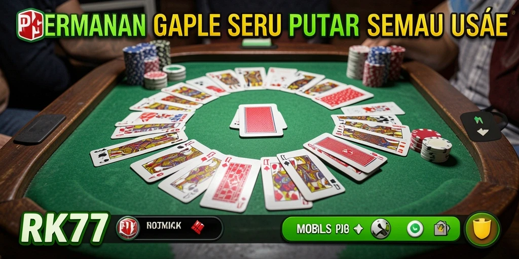 Tampilan screenshot menunjukkan keseruan gameplay Gaple di RK77.